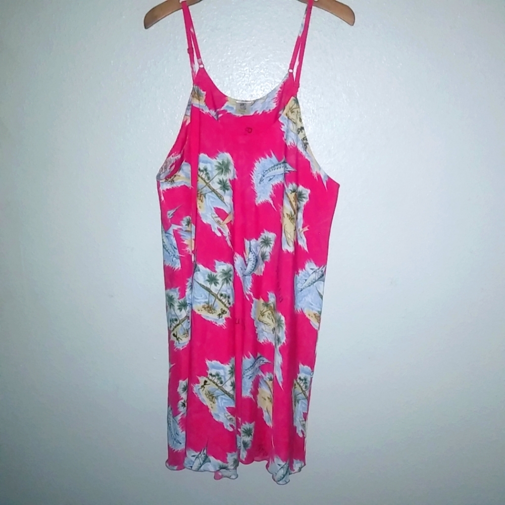 Rima XXL Sleeveless Fishing Island Scene Tunic Top Dress Plus
